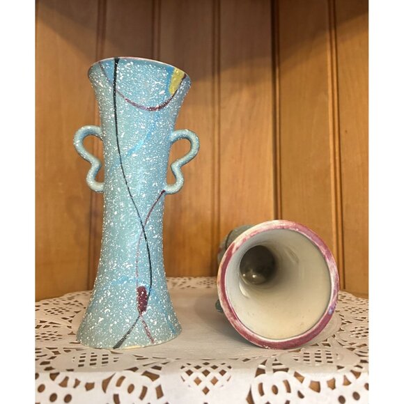 Set of 2 Vintage Bitossi Londi Fontanini Gambone Italian Pottery Handled Vases - Picture 8 of 9